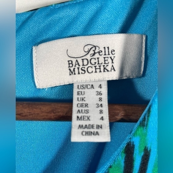 Badgley Mischka Womens Fit & Flare Dress Blue Green Yellow Size 4 - Picture 3 of 8